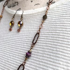 Hand Crafted Copper & Jasper Necklace & Earrings